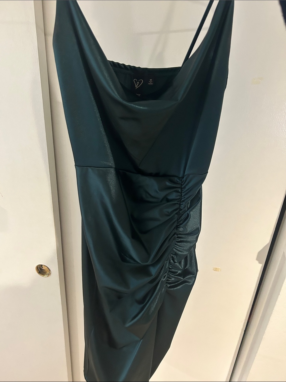 Windsor Women's Emerald Green Ruched Slip Dress